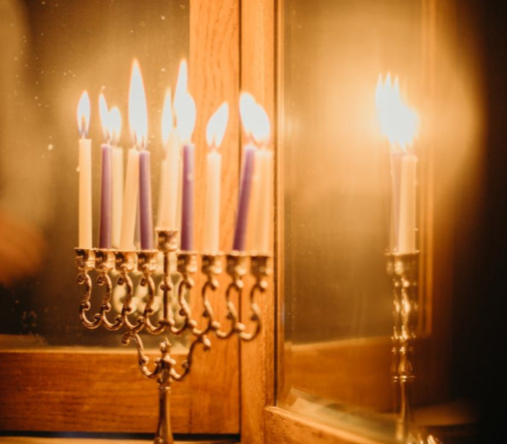 A Hanukkah menorah, or hanukkiah